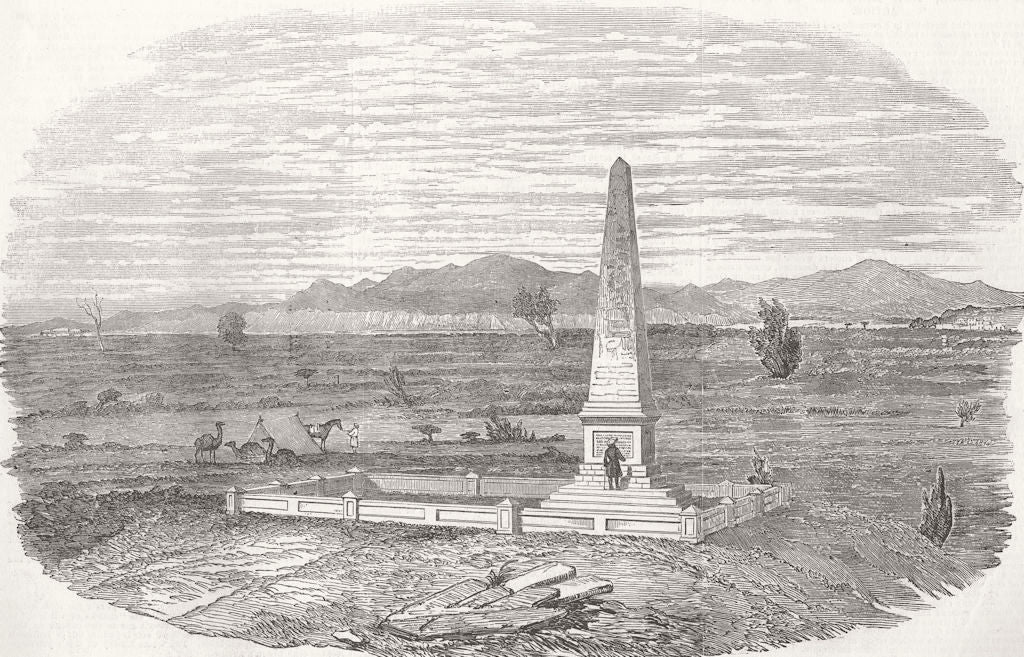 PAKISTAN. Monument, Battle Field of Chillianwala 1853 old antique print